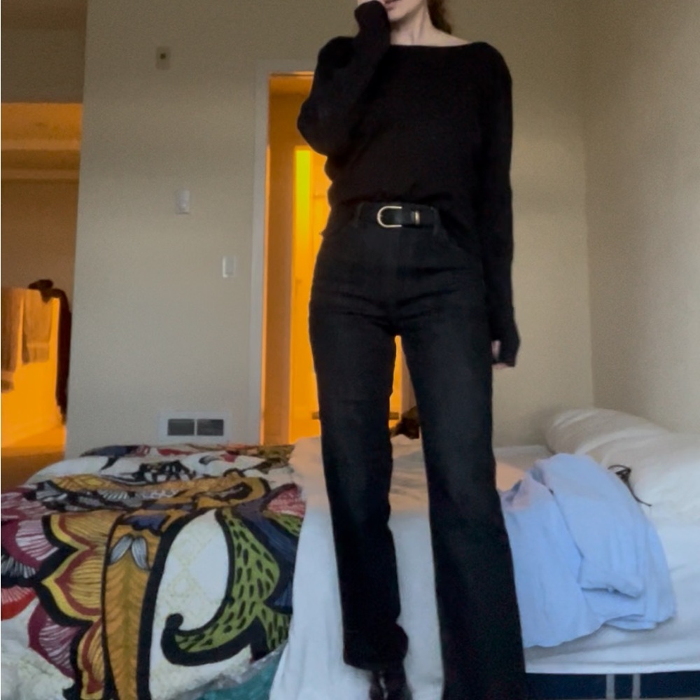 Rag & Bone Low Back Black Long Sleeve Top size Large